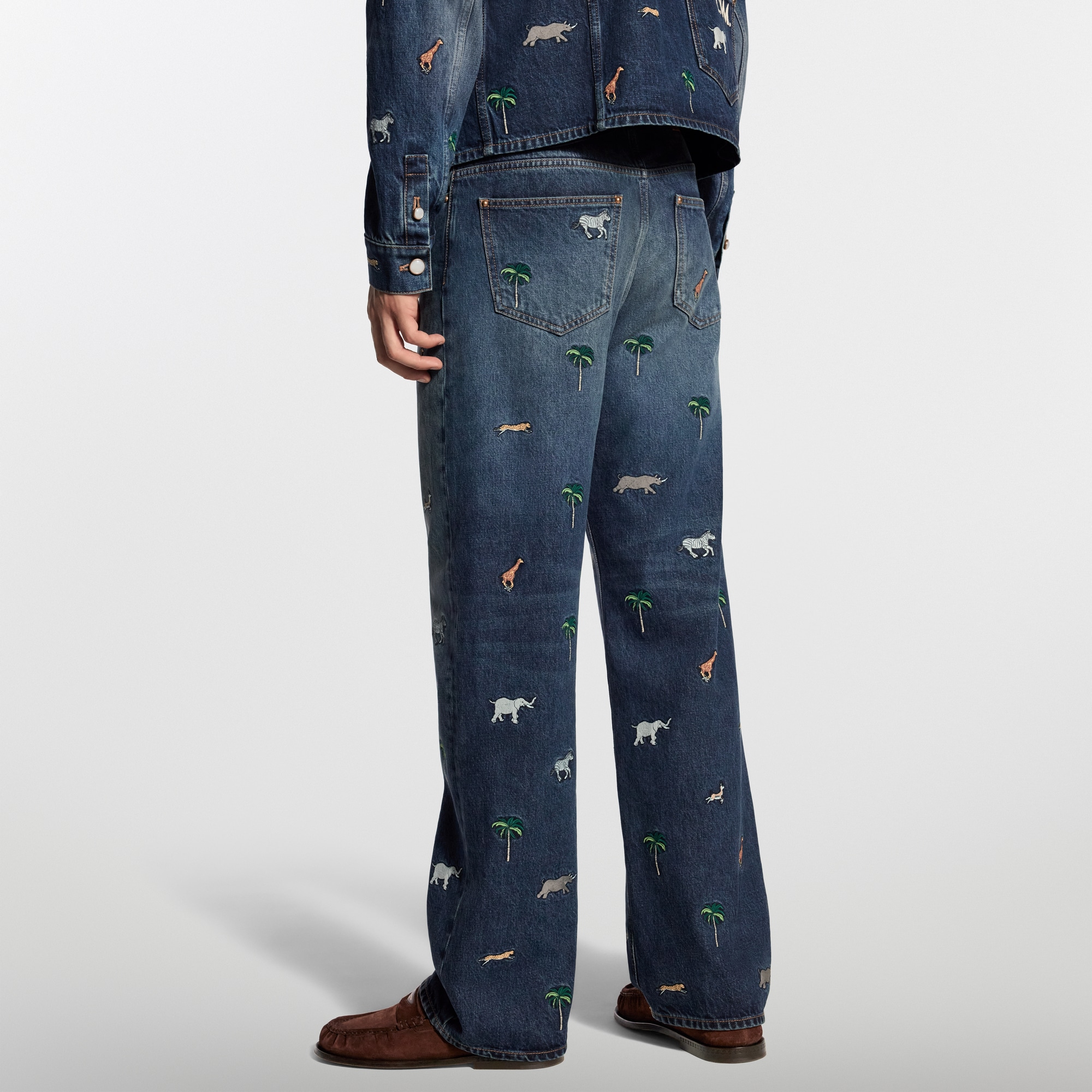 LV x The Darjeeling Limited Embroidered Denim Skate Pants - New